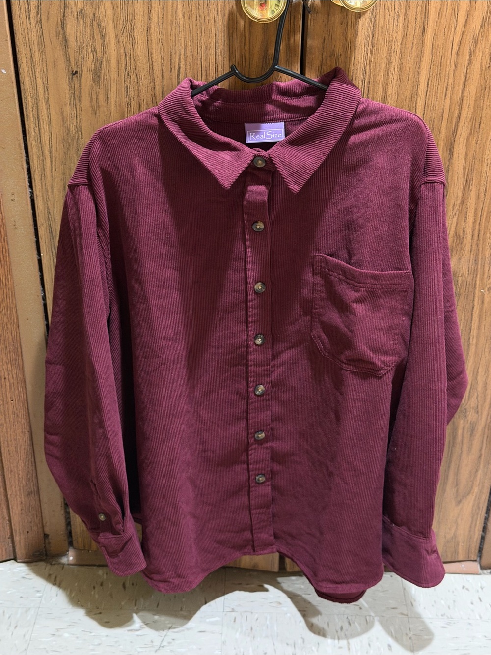 NWOT Women’s Burgundy Corduroy Button-Up Shirt size 3X